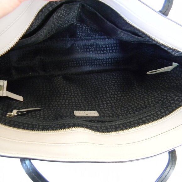 Kate Spade Sawyer Street LARGE COLORBLOCK CREAM/BLACK LEATHER TOTE - Picture 8 of 9